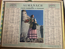 CALENDRIER ALMANACH DES POSTES  1955 / FLEURS ET SOLEIL - Grand Format : 1941-60