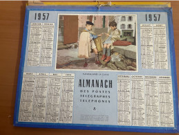 CALENDRIER ALMANACH DES POSTES  1957 / FLANERIE APRES L ECOLE - Grossformat : 1941-60