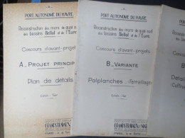 Le Havre - Port Reconstruction Du Quai Bellot Ensemble De 19 Plans Dépliants ( Projets ) - Année 1946 - TBE - - Publieke Werken