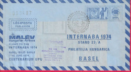 UNGHERIA - FLIGHT MALEV HUNGARIAN AIRLINES TO INTERNABA 1974 - BASEL - BUDAPERS *1.VI.1974* ON STATIONERY - Storia Postale