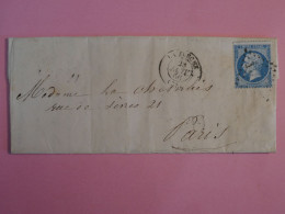 BQ 5 FRANCE  BELLE LETTRE  1866 LA FLECHE A PARIS +N°22+  +AFF. INTERESSANT+ - 1862 Napoleon III