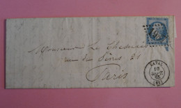 BQ 5 FRANCE  BELLE LETTRE  1865 LAVAL A PARIS +N°22+  +AFF. INTERESSANT+ - 1862 Napoleone III