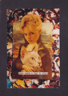 CPM Brigitte Bardot Pin Up Format Environ 10 X 15 Tirage Limité Joconde Mona Lisa Chat Cat - Artistes