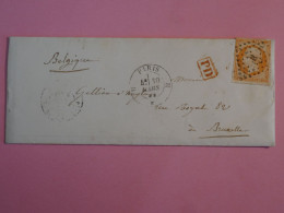 BQ 5 FRANCE  BELLE LETTRE EN PORT  1853   PARIS A  BRUXELLES BELGIQUE +NAP. 40C +  +AFF. INTERESSANT+ - 1853-1860 Napoléon III.