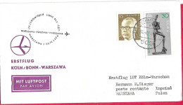 GERMANY - ERSTFLUG LOT FROM KOLN TO WARSZAWA *26.4.74* ON OFFICIAL COVER - First Flight Covers