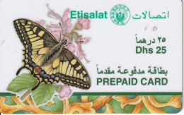 TARJETA DE EMIRATOS ARABES DE UNA MARIPOSA (BUTTERFLY) - Vlinders