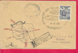 POLAND - LOT FLIGHT BERLIN/WARSZAWA/BERLIN *4.2.56* ON OFFICIAL COVER - Airplanes