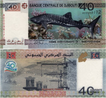 DJIBOUTI       40 Francs       Comm.       P-46[2]       2017       UNC  [prefix: AD] - Dschibuti