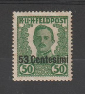 VENETO -  OCCUPAZIONE  AUSTRIACA:  1918  SOPRAST. NON  EMESSO  -  53 C/50 H. VERDE  SCURO  L. -  SASS. 29 - Occ. Autrichienne