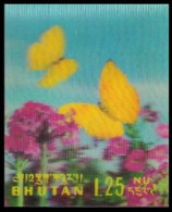 BHUTAN 1968 Butterflies Plastic - 3d  Odd / Unique Stamp Imperf MNH, As Per Scan - Oddities On Stamps