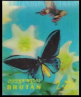 BHUTAN 1968 Butterflies Plastic - 3d  Odd / Unique Stamp Imperf MNH, As Per Scan - Erreurs Sur Timbres