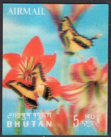 BHUTAN 1968 Butterflies Plastic - 3d  Odd / Unique Stamp Imperf MNH, As Per Scan - Oddities On Stamps