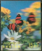 BHUTAN 1968 Butterflies Plastic - 3d  Odd / Unique Stamp Imperf MNH, As Per Scan - Oddities On Stamps