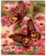 BHUTAN 1968 Butterflies Plastic - 3d  Odd / Unique Stamp Imperf MNH, As Per Scan - Oddities On Stamps