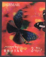 BHUTAN 1968 Butterflies Plastic - 3d  Odd / Unique Stamp Imperf MNH, As Per Scan - Erreurs Sur Timbres