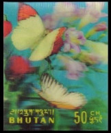 BHUTAN 1968 Butterflies Plastic - 3d  Odd / Unique Stamp Imperf MNH, As Per Scan - Oddities On Stamps