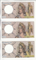 3 ÉCHANTILLONS N° 10202 VIGNETTES ATHÉNA RÉGLAGE DU 200 FRANCS MONTESQUIEU PAPIER FIDUCIAIRE AVEC FILIGRANE. - Fiktive & Specimen