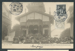 Affran. Mixte 2 émission Sage + Type  Sur Cpa, Obl 9/05/1905, S.M. Edouard VII Aux Courss De Longchamp  LL19616 - Storia Postale