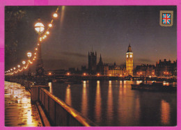 289907 / United Kingdom - London - Nacht Night Nuit House Of Parliament  Big Ben River Thames Men PC 80  Great Britain - River Thames