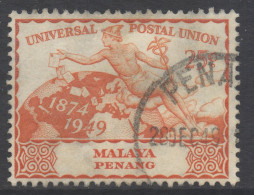 Malaya Penang Scott 25 - SG25, 1949 UPU 25c Used - Penang