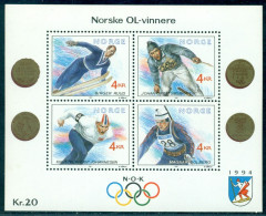 1991 Lillehammer Winter Olympics,biathlon,speed Skating,ski,Norway,Mi.Bl 16,MNH - Invierno 1994: Lillehammer