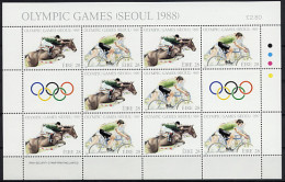 Ireland, 1988, Olympic Summer Games Seoul, Equestrian, Horse Riding, Cycling, MNH Sheet, Michel 645-646 - Blocchi & Foglietti