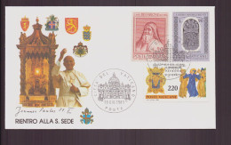 Vatican, Enveloppe Avec Cachet " Retour Du Pape Jean-Paul II Au Saint Siège " Du 10 Juillet 1989 - Maschinenstempel (EMA)