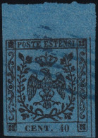 40 C. Giallo Sass 6 Usato F.Giulio Bolaffi Esteso, AD + Cert.G.Bolaffi 1890 Eccezionale - Modena