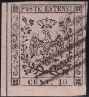 10 C. Rosa Sass 2 Usato F.Giulio Bolaffi Esteso+ Cert.G.Bolaffi 1890 Eccezionale - Modena