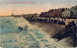 High Tide With Crowds Watching, South Promenade, Blackpool 1918 - Corona Publishing Co. (Viola Series) - Blackpool