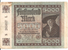 ALLEMAGNE 5000 MARK 1922 VF P 81 - 5.000 Mark