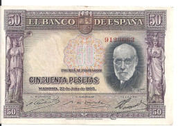 ESPAGNE 50 PESETAS 1935 VF+ P 88 - 50 Peseten