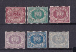 1894 San Marino Saint Marin CIFRA O STEMMA Serie Di 6v. (26-31) Nuova, Firma Diena E Raybaudi, 1L Oltremare Certificato - Nuovi