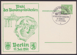 PP 6 D 2/01 B "Wahl Des Bundespräsidenten", 1954, Pass. Sst. - Privé Postkaarten - Gebruikt