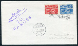 1977 Iceland / Faroe Islands, Thorshavn "Ur Islandi" PAQUEBOT Cover "To Faroes" Smyril Ship Cachet Slania - Covers & Documents