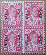 Hatay , Alexandrette , Alexandretta,1939 Turkey Block 4 Rare Key Of Hatay Timbres Sans Charniere MNH ** - Unused Stamps
