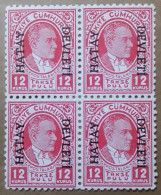 Hatay , Alexandrette , Alexandretta,1939 Turkey Block 4 Rare Key Of Hatay Timbres Sans Charniere MNH ** - Ungebraucht