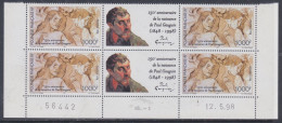 Polynésie N° 564 XX 150è Anniv. Naissance Gauguin, En Bloc De 4 Coin Daté Du 12 . 5 . 98 ; Sans  Charnière, TB - Neufs