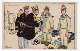 Carte Illustrateur Gervèse Pochoir Série Nos Marins N°51 Marine Française Inspection Des Sacs édi Raffaelli Toulon - Gervese, H.
