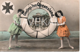 Cpa  " 2 Jeunes Femmes Avec Une Bouée Greetings From QUEENSLAND - Brisbane Supreme Court  " - Other & Unclassified