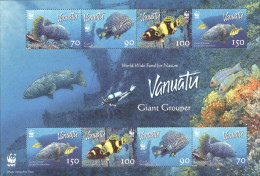 Vanuatu 2006, WWF, Fish, Giant Grouper, Diving, 8val In Block - Plongée