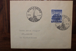 Allemagne France 1940 Alsace Elsass Strassburg Cover Deutsches Reich DR Timbre Seul - Guerra De 1939-45