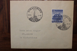 Allemagne France 1940 Alsace Elsass Strassburg Cover Deutsches Reich DR Timbre Seul - WW II