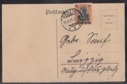 Danzig Karte EF Minr.5 Danzig 11.8.20 Gel. Nach Leipzig - Lettres & Documents