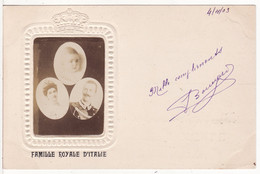 Carte Postale Photo 1903 Famille Royale D' ITALIE-Royauté-Noblesse-Montage Photo Encadrement Gauffrée Couronne Royale - Royal Families
