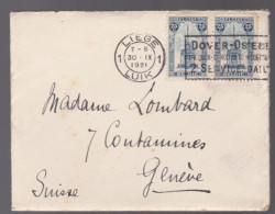 Une Paire De Timbres 25 C  Liège 1921  Destination  Genève  Suisse - 1921-1925 Small Montenez