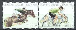 Ireland, 1988, Olympic Summer Games Seoul, Equestrian, Horse Riding, Cycling, MNH Pair, Michel 645-646 - Unused Stamps