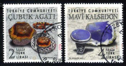 Türkiye 2019 Mi 4467-4468 Semi-Precious Stones, Gemstones, Minerals, Cubuk Agate, Blue Chalcedony - Usati