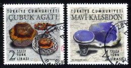 Türkiye 2019 Mi 4467-4468 Semi-Precious Stones, Gemstones, Minerals, Cubuk Agate, Blue Chalcedony - Gebraucht