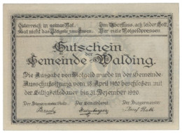 AUSTRIA - 20 Heller - 31.12.1920 - Pick: N/C - Gemeinde Walding - Autriche